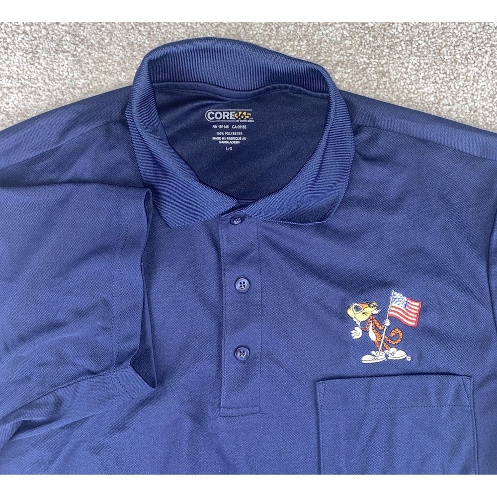 Core‎ 365 Chester Cheetah Cheetos Polo With American Flag Mens Large Performance